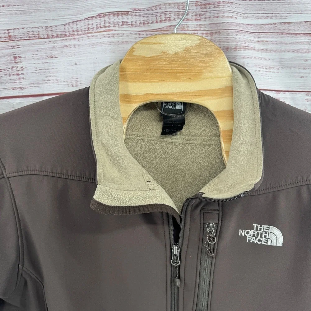 The North Face Jacket Mens Large Apex Bionic Softshell Brown Fleece Lined Zip Up